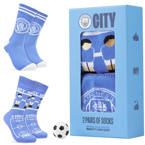 Manchester City F.C. Herren Socken, Lustige Socken - inklusive federnden Fußball