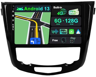 BXLIYER | Built-in 4G LTE DAB | 6G+128G | Android 14 Autoradio Para Nissan X-Trail Qashqai J11 Rouge(2014-2018) - CarPlay/Android Auto - Cámara + MIC - QLED 10.1 Pulgada 2 DIN - Volante Dual Band WIFI
