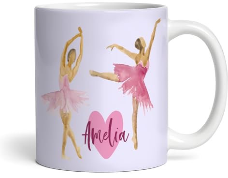The Card Zoo Ballerina Dancer Gift Pink Purple Heart Coffee Tea Cup Personalised Mug - Gift for Birthday, Gift for Christmas, Custom Personalised Gift, Coffee Mug, Tea Mug, Cup