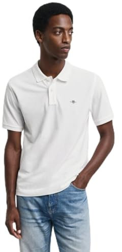 GANT Men's Reg Emb Archive Shield Polo Shirt, White, S