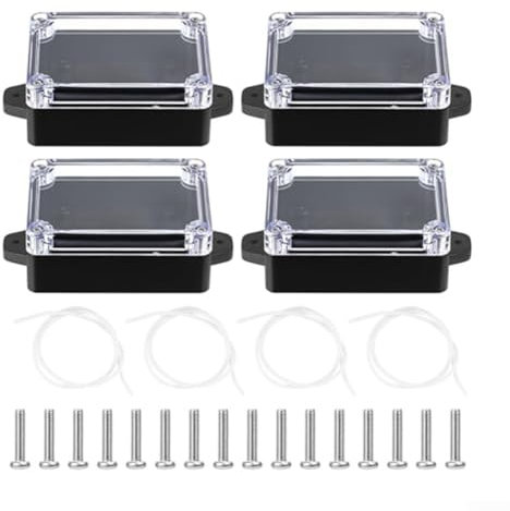 Abzweigdosen, 4 Stück wasserdichte Abzweigdosen, transparente Abdeckung, Projekt-Abzweigdose, Stromversorgung, wasserdichte Kabelverbinderboxen