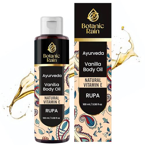 Botanic Rain Ayurveda Vanilla Body Oil, Moisturizing & Hydrating Organic Vitamin E Oil, Body Oil For Women After Shower, Ayurveda Products For Saggy Skin - 100 ml (1)