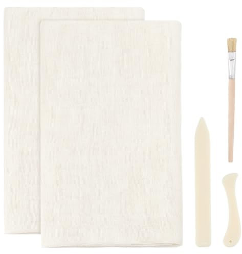 PH PandaHall Buchbindetuch Kits Bindewerkzeug Set Mit 2 Blatt Weißem 1.2x1 m Baumwolltuch Stoff Buchtuch 2 Stück Brieföffner Messerwerkzeug 1 Bürsten Buchreparaturmaterialien Zum Buchbinden