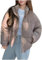 FGVFCS Damen Steppjacken, gepunktet, warm, gepolstert, lässig, trendig, durchgehender Reißverschluss, einfarbig, langärmelig, Thermo-Jacke, zum Ausgehen, 01 Khaki, L