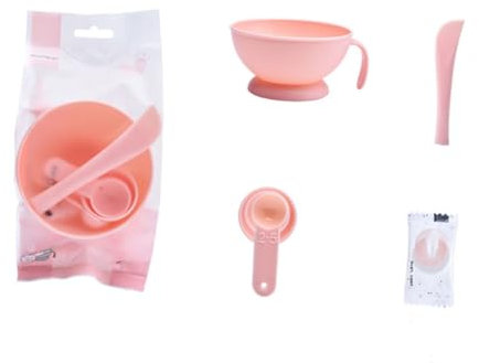 FOYTOKI Beauty Mask Bowl Set 6pcs Silicone Measuring Spoon Diy Facial Mask Tool Set for Skincare Pink