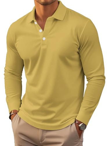 Long Sleeve Polo Shirts for Men Moisture Wicking Outdoor Workwear Office Casual Collared Shirts Fall (UK, Alpha, XL, Regular, Regular, #07)