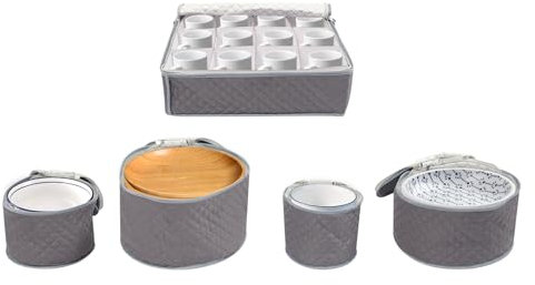 DHQCQL Aufbewahrungsbehälter Tellerhalter Organizer, 5 PCS Filz Geschirrhalter für Tassen und 4 Teller Trennblätter, Boxen aufbewahrung für Camping, Wohnmobile, Wohnwagen und Boote