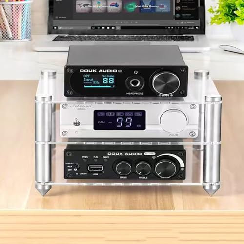 QSPNVFB Desktop Audio-Rack Kleines HiFi Rack Regal, Transparente AV-Medienständer Ablageregal, Acryl Mini Tower Schrank Für Amplifier Stereo Video(Transparent)