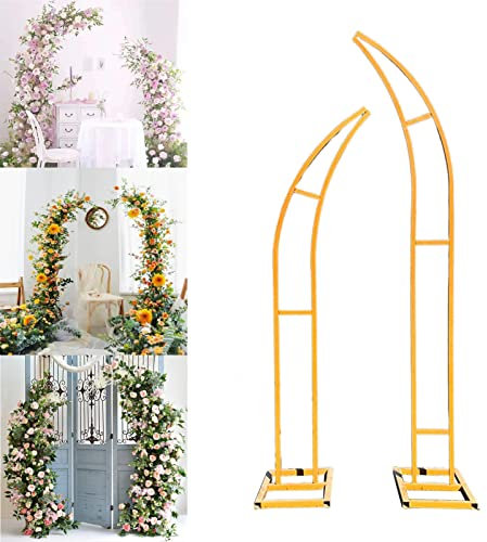 2pcs Moon Shape Garden Harmony Wedding Rhs Backdrop Stand Set with 5pcs Floral Tools Kit for Weddings Backdrop Party Event Decoration 3 Color/3 Size Combinations Gold 4.9ft + 5.9ft