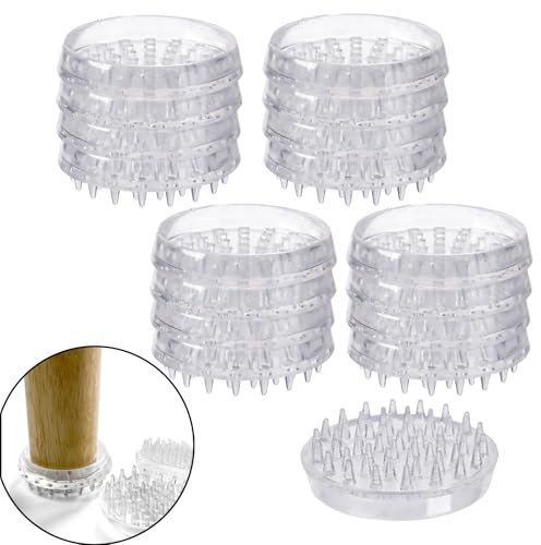 DBOO Furniture Castor Cups - Spiked Carpet Protectors (50mm, Pack of 16), Clear Carpet Savers for Wooden Floors & Sofa Legs, Anti-Slip Design for Home & Office