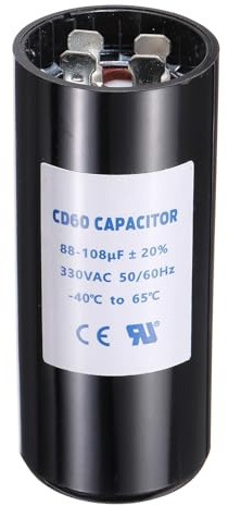 sourcing map CD60 Capacitor 88-108 UF/Mfd, 330 VAC CD60 Run Motor Start Capacitor 50/60 Hz for Electric Fan Motor Starting Well Pump, Black
