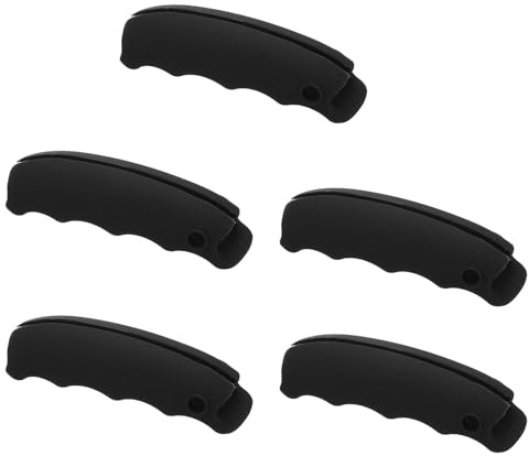 PATIKIL 5Pcs Grocery Bag Carrier Handle Cover, Colored Grocery Bag Carrier Comfortable Silicone Grip Handle Cover for Shopping Garbage Plastic Fabric, Black