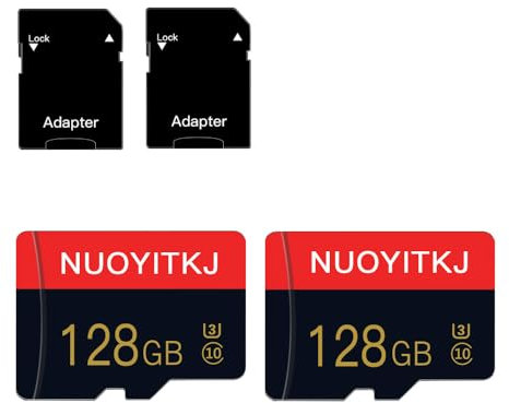2 Pack Micro SD Card 128GB Class 10 with SD Adapter High Speed Memory Card for Tablet,Camera,Drone