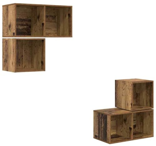 vidaXL TV Cabinet Set Wall-mounted Old wood, Living Room, Modern Wall-Mounted Cabinet, Stylish Storage for Entertainment Center, Space-Saving Furniture, Functional Design