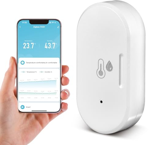 Tuya Zigbee Temperatur- und Feuchtigkeitssensor, Digital, Mini, Innen, Intelligenter Alarm, Kompatibel mit Alexa und Google Home (A)