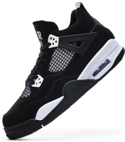 TBJ Air 4 Retro Sportschuhe Herren Damen | Skateboarding & Basketballschuhe | Bequeme Turnschuhe mit Hohem Komfor Schwarz Weiß EU39