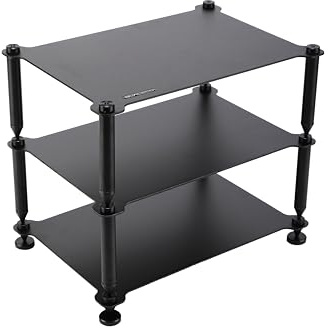 Audiokomponenten-HiFi-Rack - Hochbelastbarer Aluminiumrahmen & solide Aluminiumsäulen, Audio-Ständer-Rack für HIFI-Verstärker/DACs/Vorverstärker, kompakter Desktop-Organizer für Home-Audio-Systeme