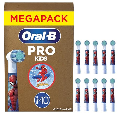 Oral-B Aufsteckbürsten Kids Spiderman 10er FFU | Original Zahnbürstenaufsatz für Elektrische Zahnbürste Kinder ab 3 Jahren, Zahnbürstenköpfe, Extra Weiche Borsten