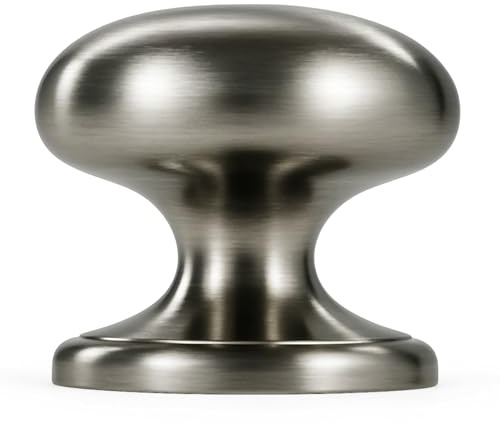 trust4care 2-Pack Brushed Satin Nickel Large Bifold Closet Door Knobs with Wide Base, Round Brass Wardrobe Folding Dress Pantry Door Knobs, 1-1/2 Inch Furniture Drawer Pulls Handles