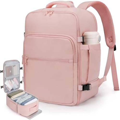VSNOON Zaino Ryanair 40x30x20, 24L Zaino Bagaglio a Mano Zaino Viaggio Uomo | Impermeabile zaino Da Viaggio per 15.6 Pc Portatile, za ino 40x30x20 per Ryanair, Wizz Air, Easyjet, Rosa