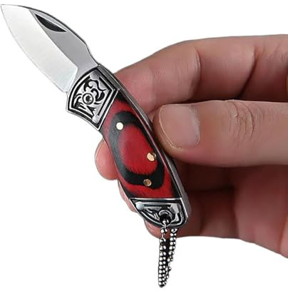 NHDT MN03 Small Coloful Wooden Handle Keychain Knife, 2.3in Keychain Box Cutter, Portable Pocket Knife.