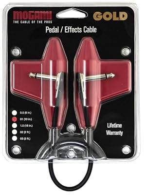 Mogami Gold Pedal SLP Patch Cable – Super Low Profile 90° Right Angle Guitar Effects Cable, Noise-Free, OFC Core 10 Inches