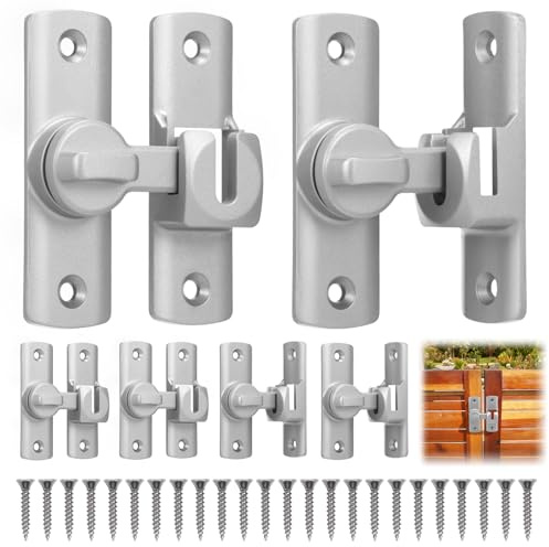JUNFEIFLUX Lot de 6 Verrous Porte Coulissante 90/180 Degrés - Loquet à Crochet Rabattable pour Porte de Grange, Fenêtre, Armoire - Serrure de Porte Intérieure Noir