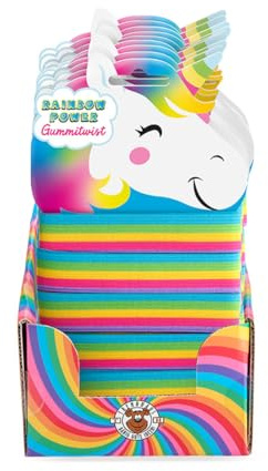 TRENDHAUS 968036 - Rainbow Power Gummitwist, 5 m langes Hüpfgummi in Regenbogenfarben inkl. Anleitung, Indoor & Outdoor Spiel für Kinder