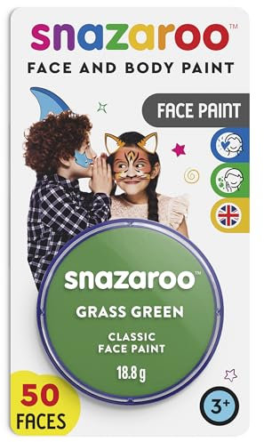 Snazaroo 1119477 Schminkfarbe - Grasgrün , 18ml Blister - hautfreundliche Gesichtschminke auf Wasserbasis, wasservermalbar, parabenfrei, Face & Bodypaint Farbe für Kinder & Erwachsene