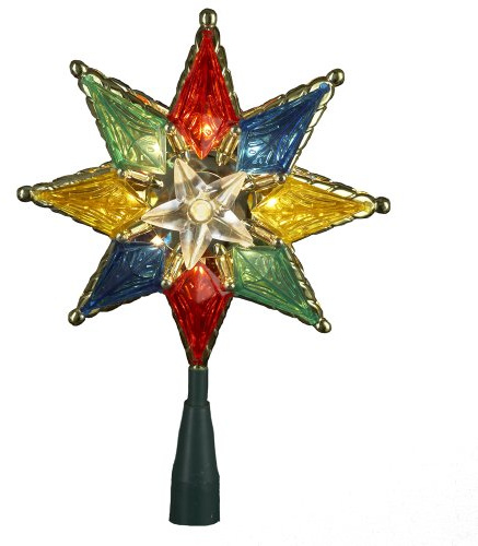 Kurt Adler 10-Light 8-Point Star Christmas Treetop, 8-Inch, Multi-Colored