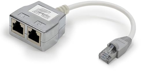 Waytex 35052 Port-Doppler, RJ45 Stecker/Buchse/Buchse, 100BT, mit Cat-5-Kabel, abgeschirmt, silberfarben