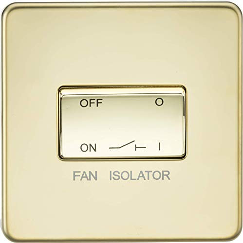 Knightsbridge SF1100PB Screwless 10 A 3 Pole Fan Isolator Switch, Polished Brass