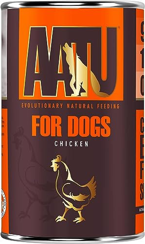 AATU Nassfutter für Hunde, 90/10 Hundefutter Nass mit Hühnerfleisch, Hundefutter Getreidefrei mit Hohem Proteingehalt, Natürliche Tiernahrung für Ausgewachsene Hunde Aller Rassen, (6 x 4000 g)