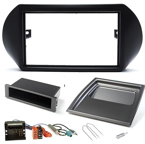 Sound-way Kit de Montage Autoradio, Façade Cadre de Radio 1 DIN / 2 DIN, Adaptateur Compatible avec Citroen Nemo, Peugeot Bipper, Fiat Fiorino Qubo