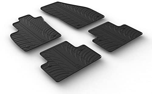Satz Gummimatten kompatibel mit Volvo S40/V50 2004-2011 (Handgeschaltet) (T Profil 4-teilig + Montage-clips)