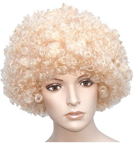 Blonde Mega Afro Perücke Afroperücke gelockt blond Locken kurze Lockenperücke Haare