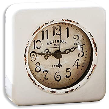 Loberon Uhr Gervase, Charmantes Vintage-Flair, mit Antik-Finish und Verzierten Zeigern, Nützlich & Dekorativ, Zeitmesser, Eisen, antikweiß