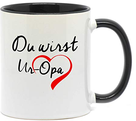 Nice-Presents-de <> Du wirst UROPA, Tasse in hochwertiger Qualität und beidseitig Bedruckt. Die schönste Art etwas zu Sagen. EIN tolles Geschenk für den künftigen Ur Opa. (Schwarz)
