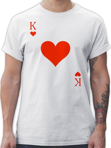 T-Shirt Herren - & Fasching - Herz König Spielkarte I King Queen Kartenspiel Karneval Herzkönig Spielkarte Herzkönig Karte I Poker King of Hearts - 3XL - Weiß - Gruppen Tshirts faschingsshirt
