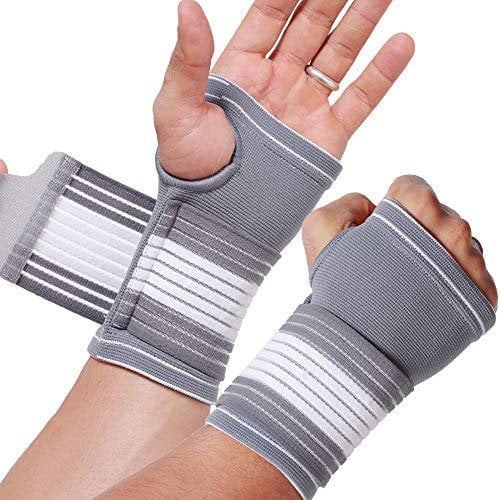 Neotech Care Hand Palm Wrist Support with Adjustable Compression Strap (Grey Colour, Size L, 1 Pair)
