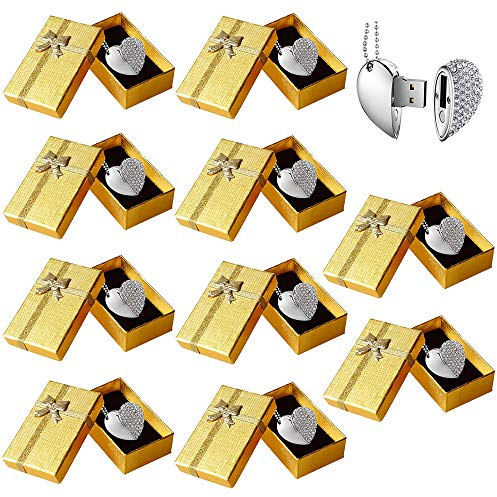 E.T. INSIDE Lot de 10 Clé USB 3.0 64Go Pendrive Cle USB en Forme de Coeur - en Boîte-Cadeau Clé USB Mariage