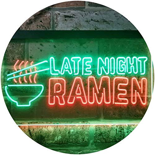 ADVPRO Late Night Ramen Japanese Food Dual Color LED Barlicht Neonlicht Lichtwerbung Neon Sign Grün & Rot 300 x 210mm st6s32-i3305-gr