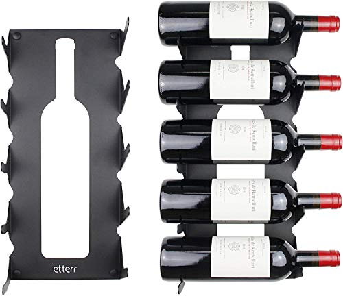 etterr | Lot de 2 Casier à Bouteilles | pour 5 Bouteilles | 100% Acier | Fabriqué en Europe | Range Bouteille | Porte Bouteille | Range Bouteille Vin | Porte Bouteille Mural | Rangement Bouteille