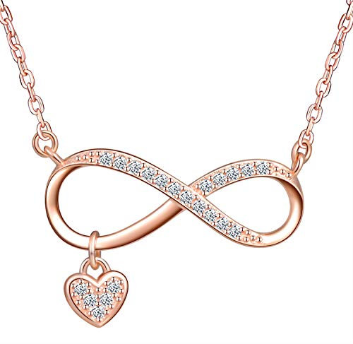 Collier pendentif pour femme et fille, Collier élégant en argent sterling 925 avec symbole de l'infini - zircon incrusté - Cadeau d'anniversaire de Noël
