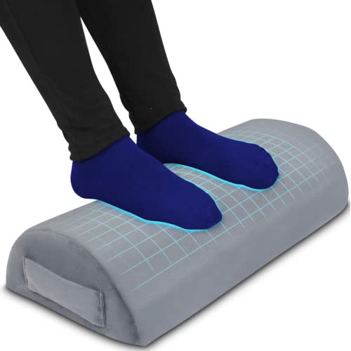 Byre® Ergonomic Footrest Cushion, Pillow Support for Foot Rest Under Desk Knee, Leg, Back and Lumbar, Premium Memory Foam, Grey Velvet - Memory Foam Pillow - Bolster Pillow - Lumbar Support