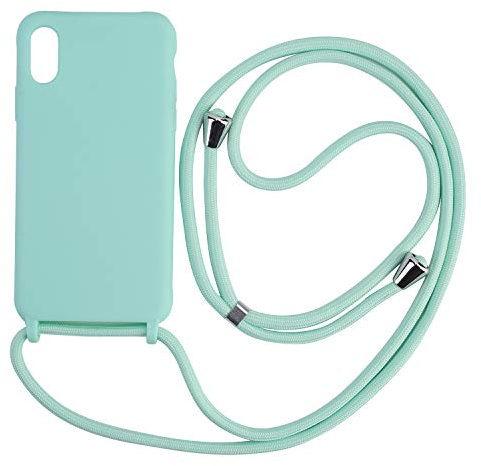 Ququcheng Kompatibel mit iPhone X/XS Hülle,Handykette Hülle Silikon Seil Necklace Handyhülle mit Kordel Tasche TPU Bumper Schutzhülle für iPhone X/XS-Grün