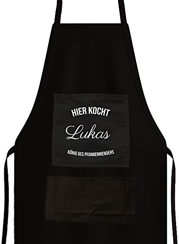 CADEAUX.COM Schürze Personalisierte - Personalisierte Schwarze Kochschürze Klassisch mit Name und Wunschbegriff 1 zentralen Tasche 2 niedrigen Taschen - Muttertagsgeschenk - Geschenk zum Muttertag