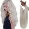 Easyouth Draht on Extensions Echthaar Adjustable Fish Line Draht on Haar Farbe #800 Weißblond 70g 30 cm Haarteile Echthaar Draht Extensions #1000