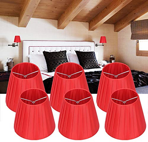 6Pcs Lampenschirm Stehlampe Lampenschirm Für Tischlampe, Lampenschirm Tischlampe Rotem Stoff, Kerzenbirnen Für Kronleuchter E14 Flachs Kerze Kronleuchter Lampenschirm 9x14x13cm