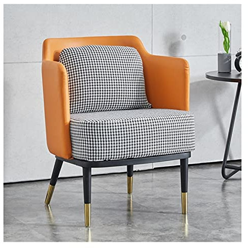 DUNAKE Relaxsessel & -liegen,Relaxsessel,High Resilience Cushion,Wohnzimmermöbel,Wear-Resistant PU Leather,Comfortable Cotton and Linen,Zuhause, Schlafzimmer, Balkon, Garten, Büro (Color : Orange)